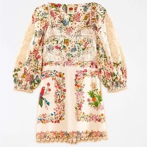 Farm Rio Delicate Forest Scarves Mini Dress